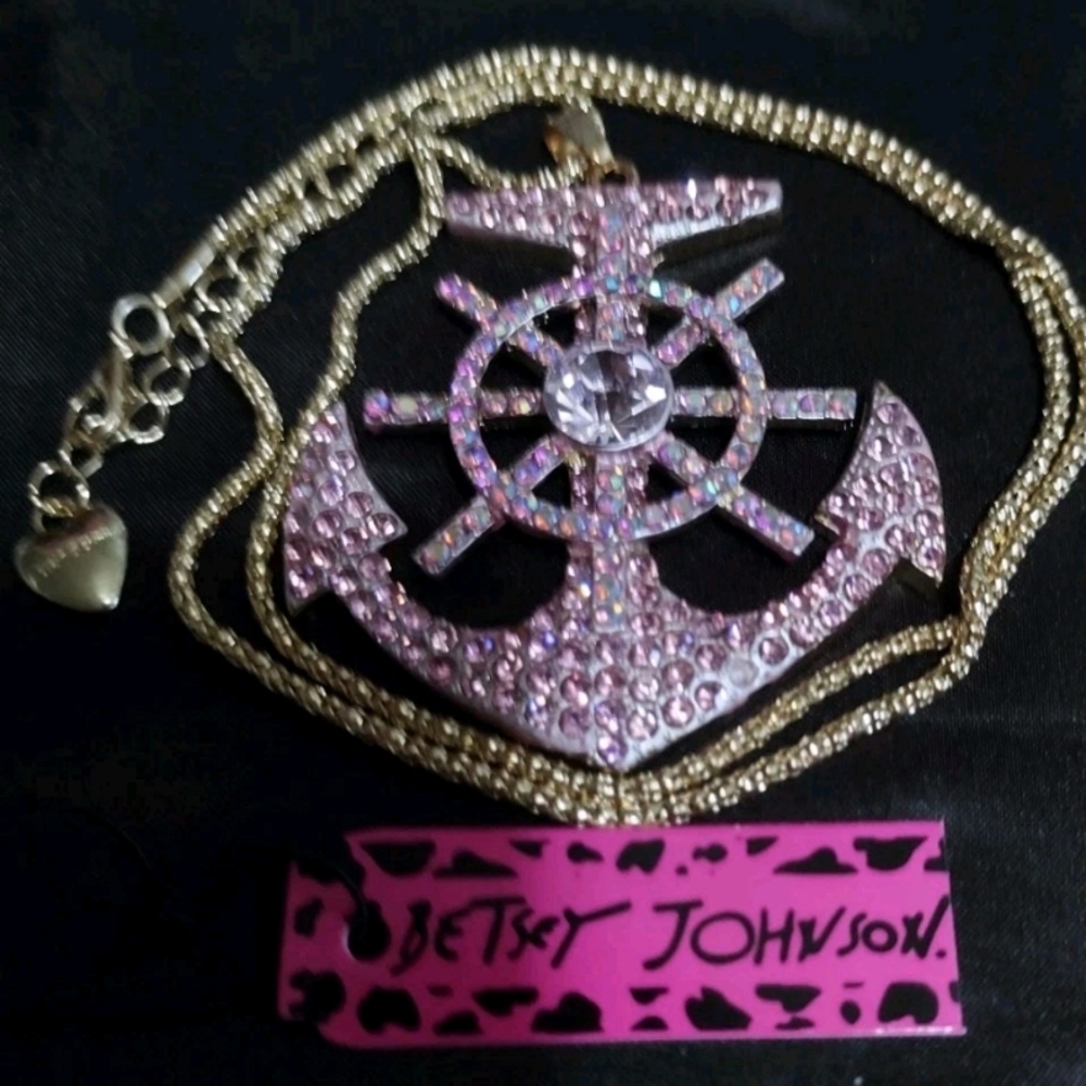 Betsey Johnson Pink Anchor Necklace